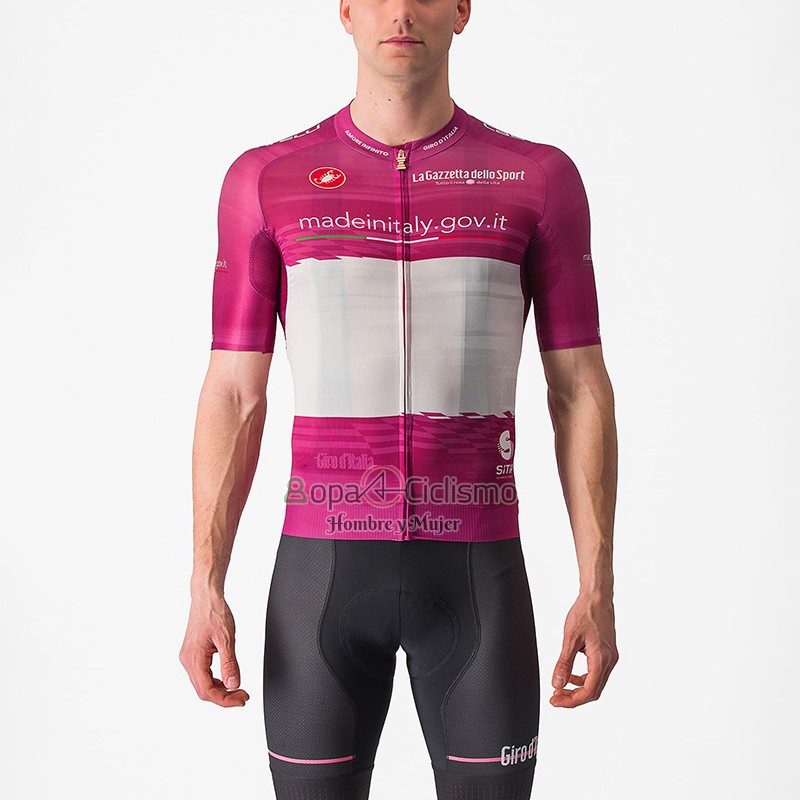Giro d'Italia Ropa Ciclismo Culotte Corto 2023 Hombre Mangas Cortas Violeta